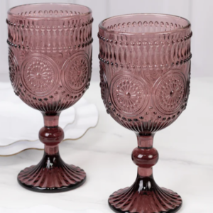 12oz Vintage Embossed Green Leaf Water Goblet $3.21