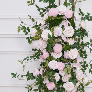 3ft Pink Roses Green Maple Leaves $100