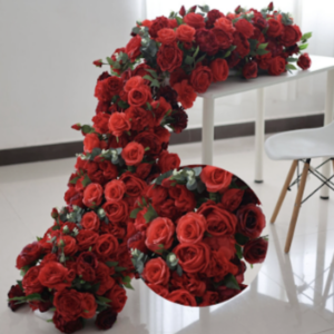 6FT-3D Red Runner Green Leaves $250