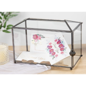 Glass Black Trim Card Box $30