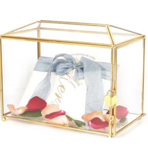 Glass Gold Trim Card Box $30