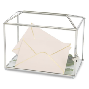 Glass Silver Trim Card Box $30