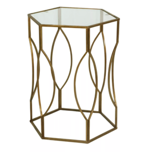 Hexagonal Mirror Side Table $90